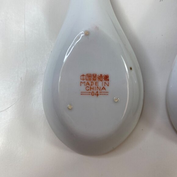 Set of 6 Porcelain Chinese Mun Shou Ceramic Soups Spoon Rice Eyes - Picture 4 of 7